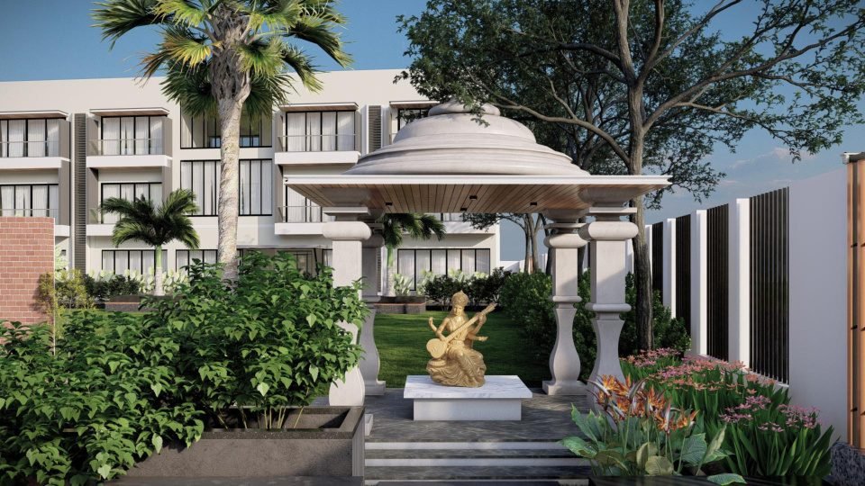 Saptha Aradhana outdoor lounge and sheltered pavilion